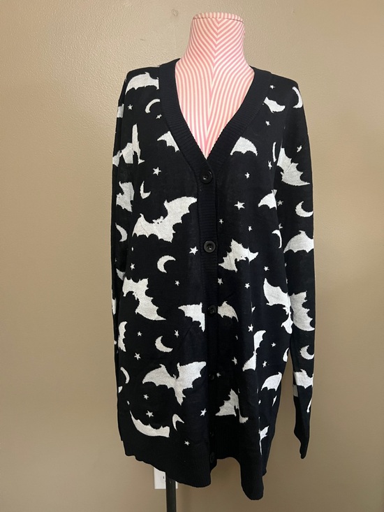 Dolls Kill Sweaters - NWOT Dolls Kill Black Cardigan with White Bat Stars & Moon Print - L/XL